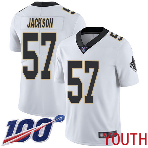 New Orleans Saints Limited White Youth Rickey Jackson Road Jersey NFL Football #57 100th Season Vapor Untouchable Jersey->youth nfl jersey->Youth Jersey